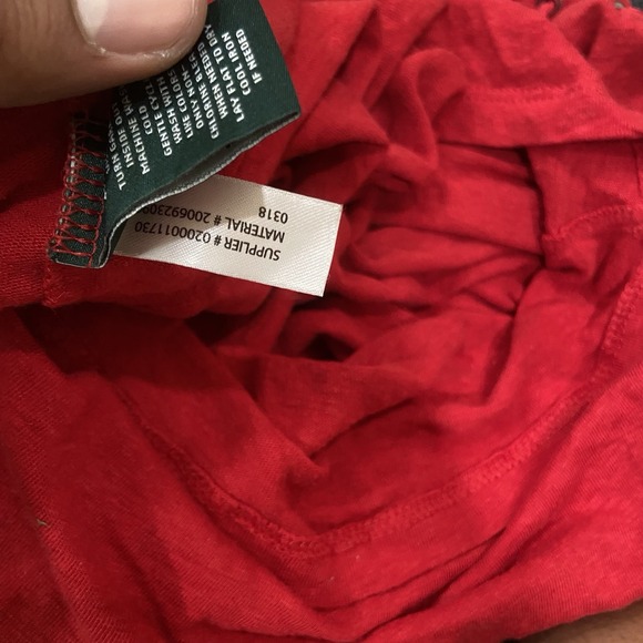 Lauren Ralph Lauren‎ Women's Shirt Large Green Label Red Lace-Up Ribbed - Picture 6 of 7